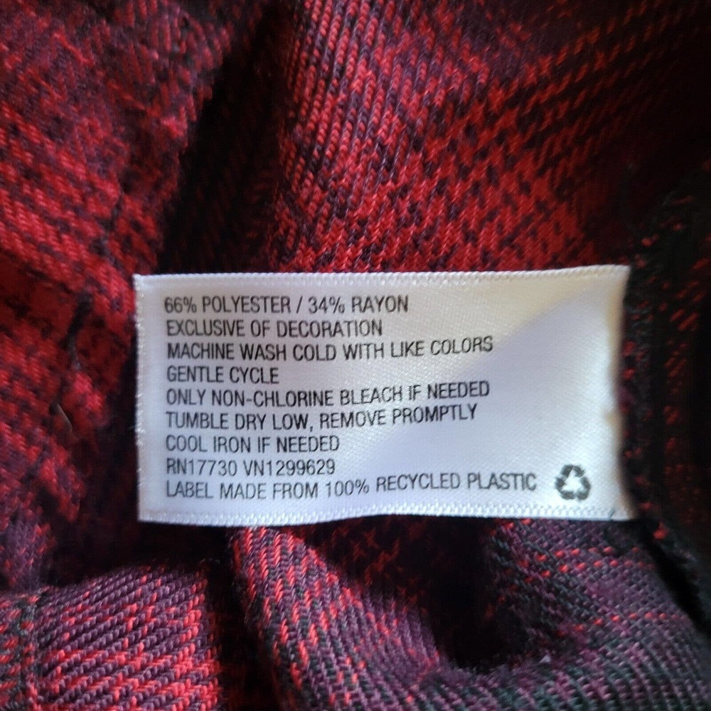 Knox Rose Shirt Top Women Size Medium Red Black Plaid Boho Balloon Sleeve Tassel - Picture 5 of 10
